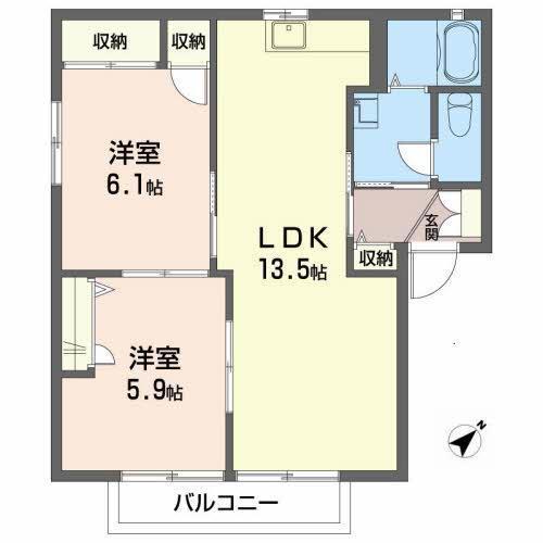 ハイムA・D・21(2LDK/2階)の間取り写真