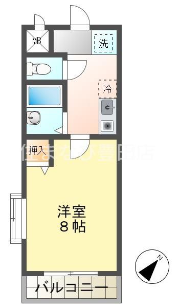 セントラルコートサイトウ(1K/2階)の間取り写真