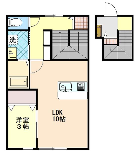 グラージアス(1LDK/2階)の間取り写真