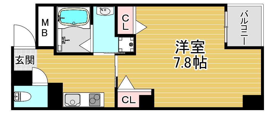 ルアナハレフクシマ(1K/3階)の間取り写真
