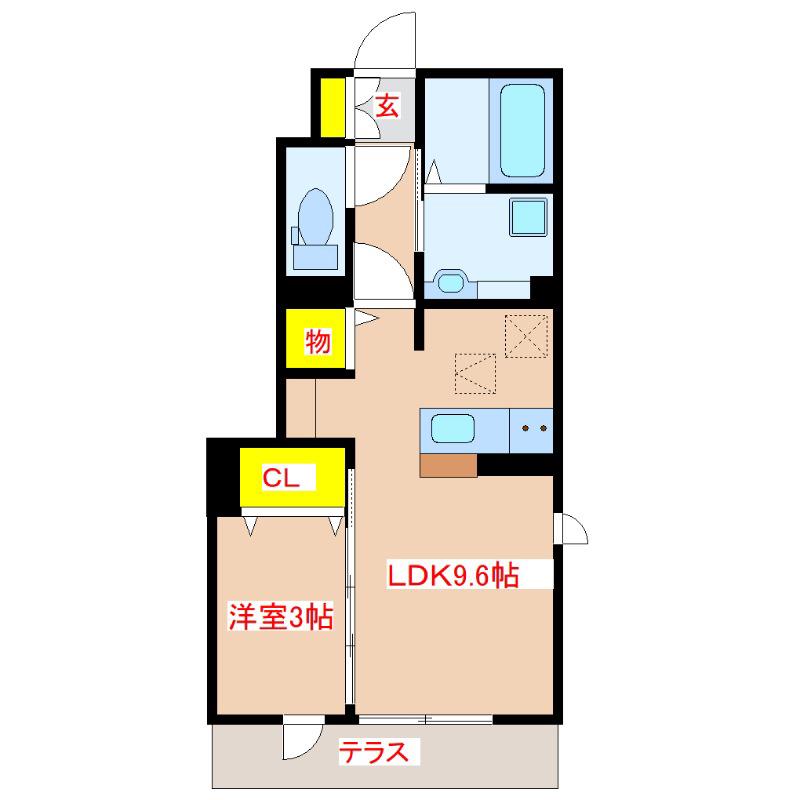 YUMERUII(1LDK/1階)の間取り写真