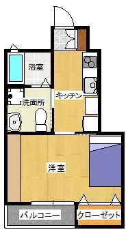 モーヴフルール(1K/1階)の間取り写真
