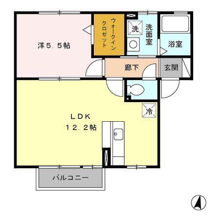 ルミエール(1LDK/2階)の間取り写真