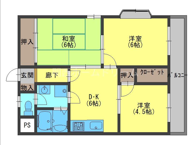 マンション都松(3DK/3階)の間取り写真