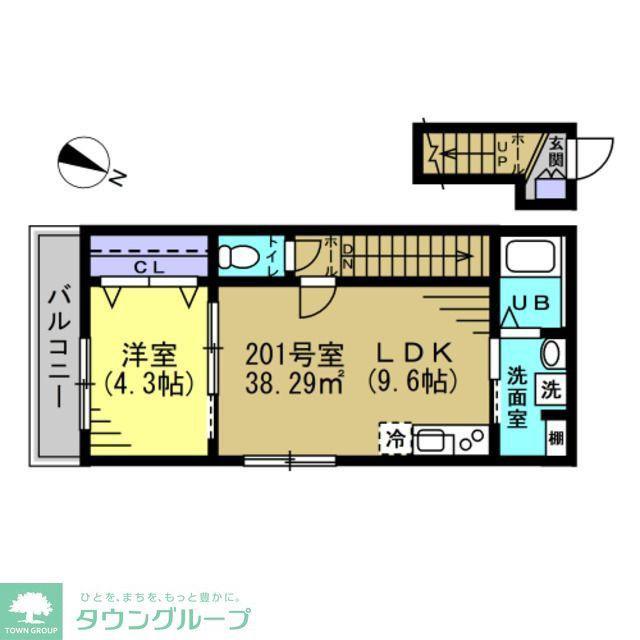 ハレレア南柏(1LDK/2階)の間取り写真