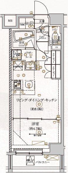 ヴォーガコルテ東府中アジールコート(1LDK/4階)の間取り写真
