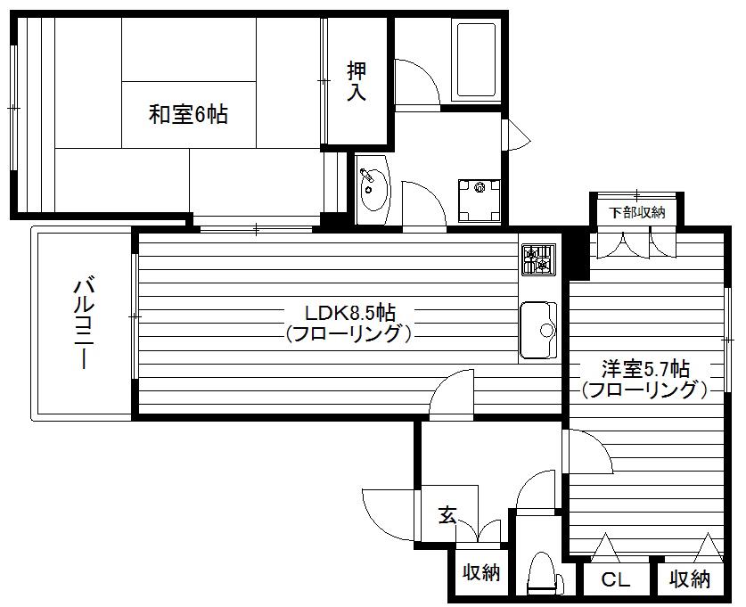 テラスコート上北沢(2LDK/3階)の間取り写真