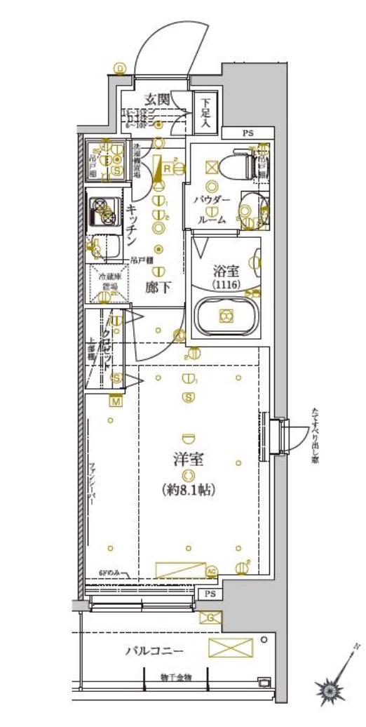 クレイシア王子(1K/8階)の間取り写真