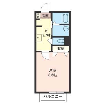 エムロード(1K/2階)の間取り写真
