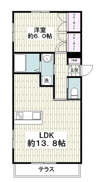 ドエルアサヒ(1LDK/1階)の間取り写真