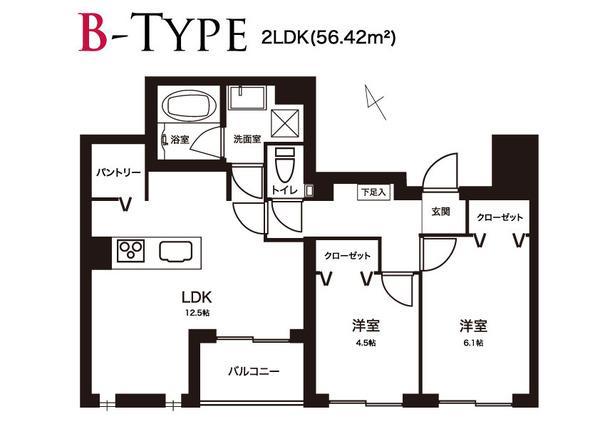 リオテラス二子玉川(2LDK/2階)の間取り写真