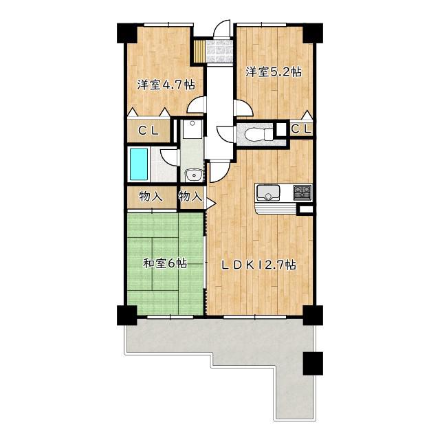 ダイアパレス鶴山台(3LDK/6階)の間取り写真