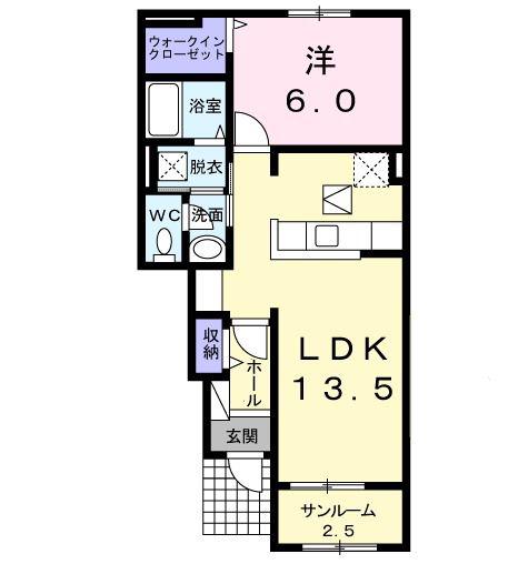 シャイネス ストーリアIV(1LDK/1階)の間取り写真
