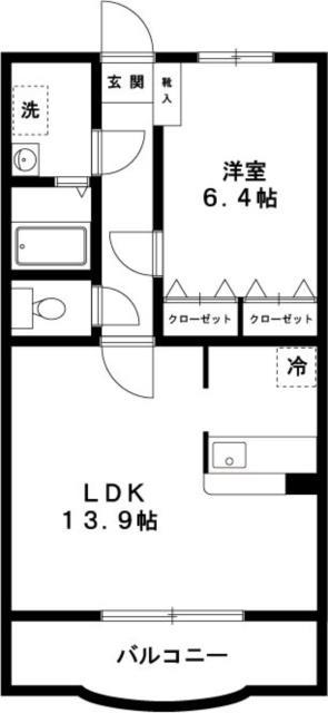 チェリーコートつつじヶ丘(1LDK/4階)の間取り写真