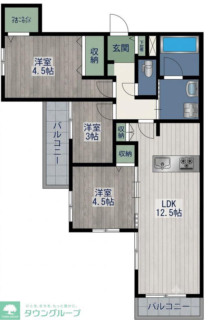 メゾングリシーヌ中神(2SLDK/2階)の間取り写真