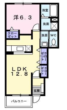 クリスタルローズ A棟(1LDK/1階)の間取り写真