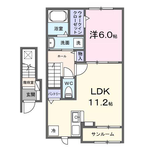 グレイス ヒルズ(1LDK/2階)の間取り写真