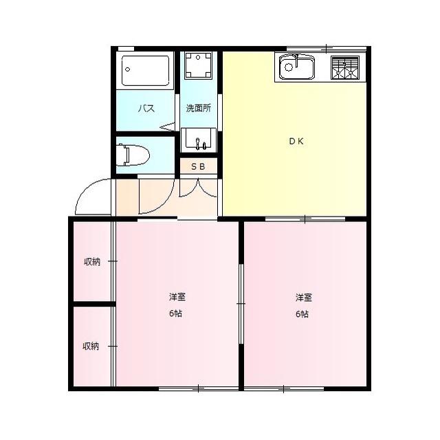 サンライズ(2DK/2階)の間取り写真