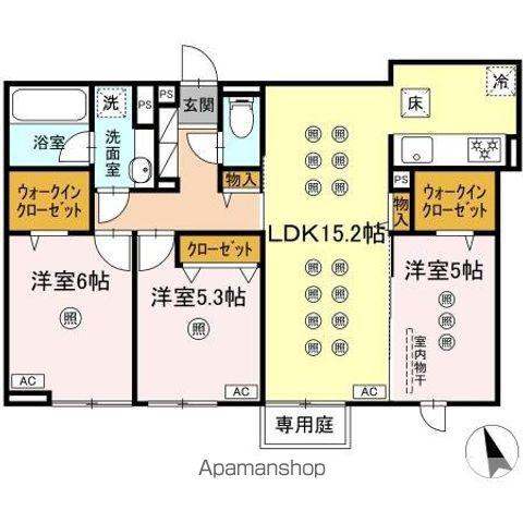 トリシア寺塚(3LDK/1階)の間取り写真