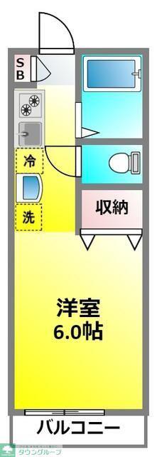 クレストコートフローラル(ワンルーム/1階)の間取り写真