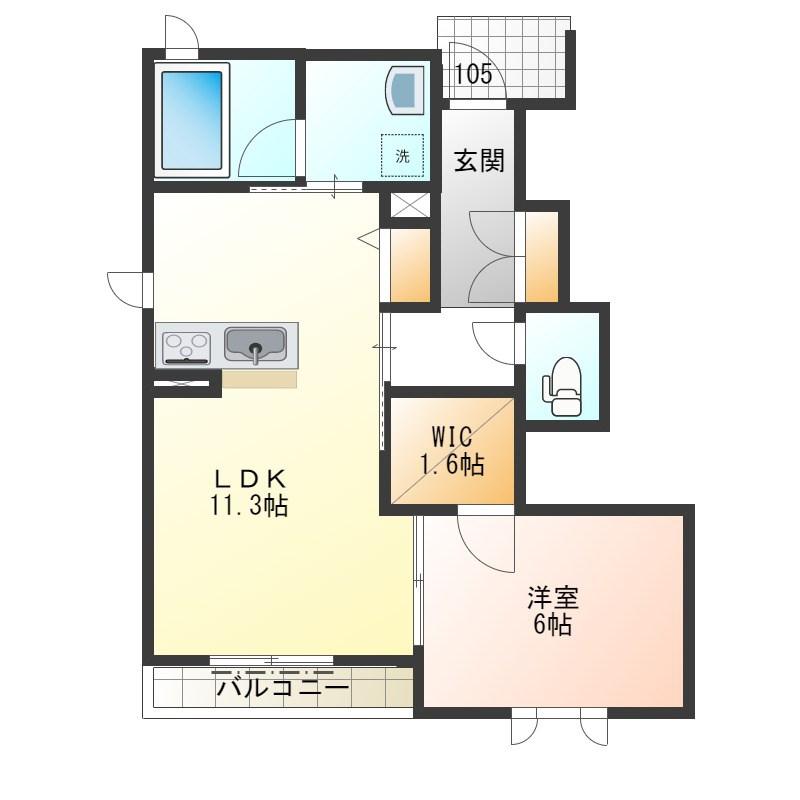 グランドゥールA棟(1LDK/1階)の間取り写真