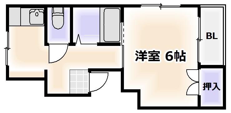 ジュネス阿倍野(1K/2階)の間取り写真