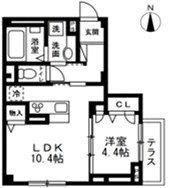 ディーズプラス篠崎(1LDK/1階)の間取り写真
