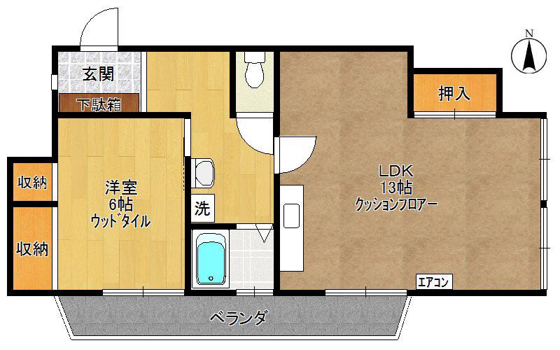 大和ビル(1LDK/2階)の間取り写真