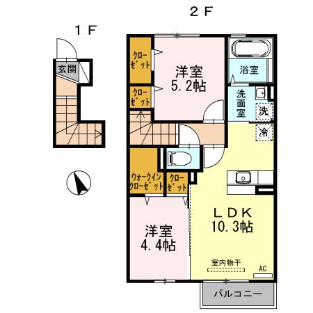 ミルキーコート(2LDK/2階)の間取り写真
