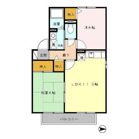 ラフィネ・スターブル(2LDK/2階)の間取り写真