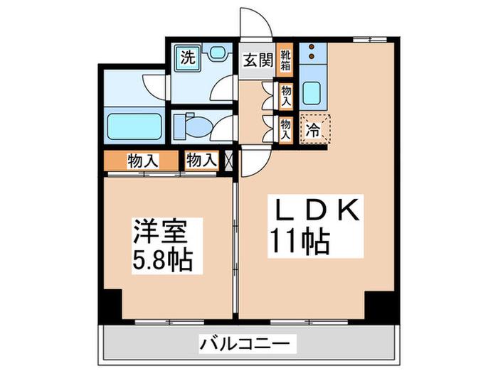 ベルヴェル稲城(1LDK/9階)の間取り写真