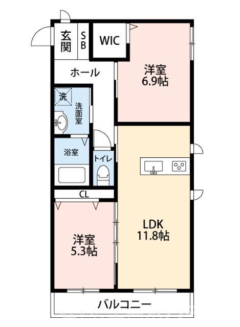 ファイブコート上野芝(2LDK/3階)の間取り写真