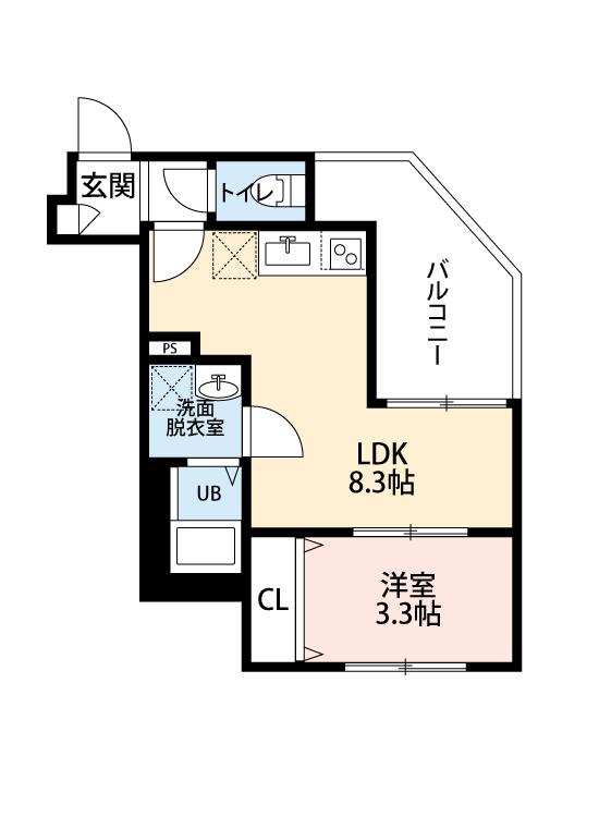 CRECIA検見川町(1LDK/3階)の間取り写真