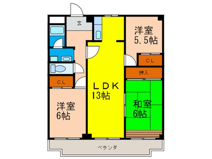 ステラハイツ千里(3LDK/5階)の間取り写真