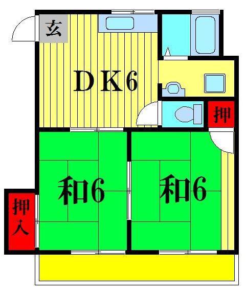 セジュール東和A(2DK/2階)の間取り写真