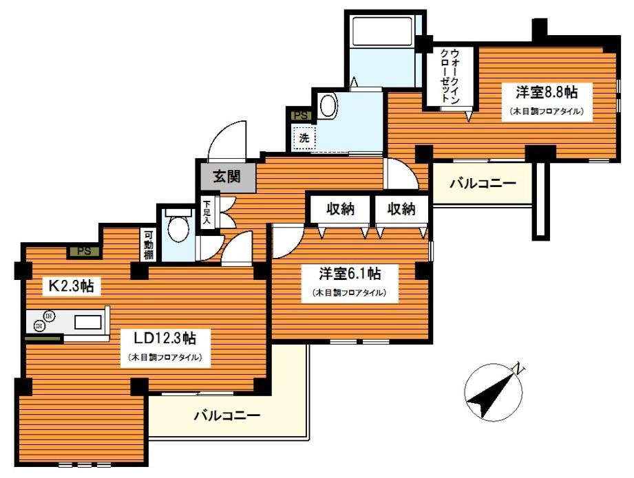 BAY WOOD YOKOHAMA(2LDK/5階)の間取り写真