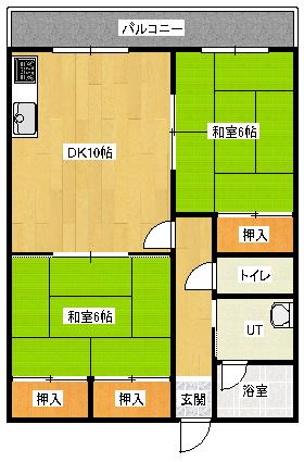 フォレストコーポ(2LDK/3階)の間取り写真