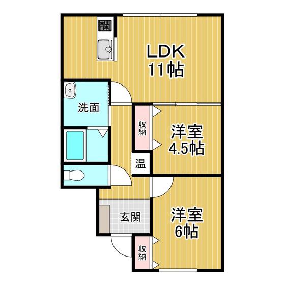 リブフラット(2LDK/1階)の間取り写真