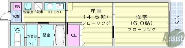 チェンピー榴岡3(2K/7階)の間取り写真