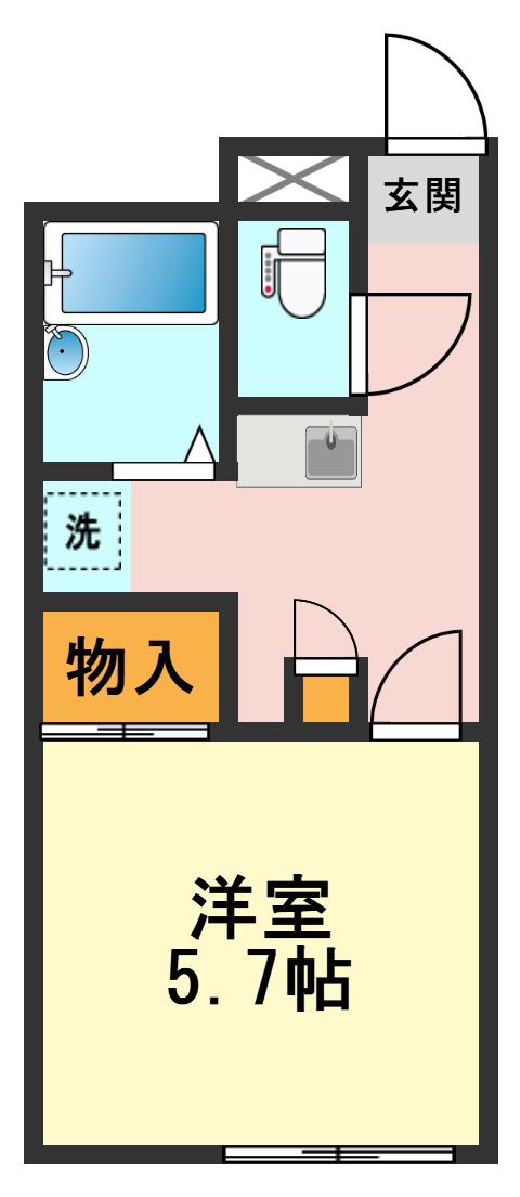 レオパレスサンビームD(1K/2階)の間取り写真
