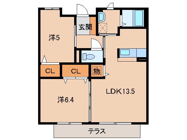和歌浦ガーデンテラス(2LDK/1階)の間取り写真