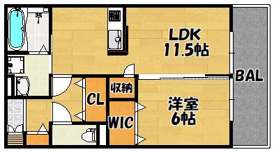 リベルテ A棟(1LDK/1階)の間取り写真
