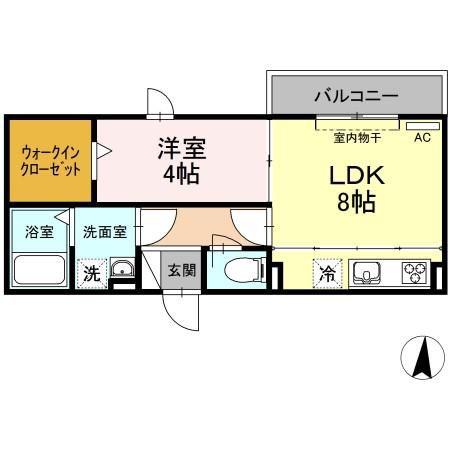 D-ROOM SASHIE(1LDK/2階)の間取り写真