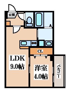 パロス瓢箪山ラドノルテ(1LDK/3階)の間取り写真