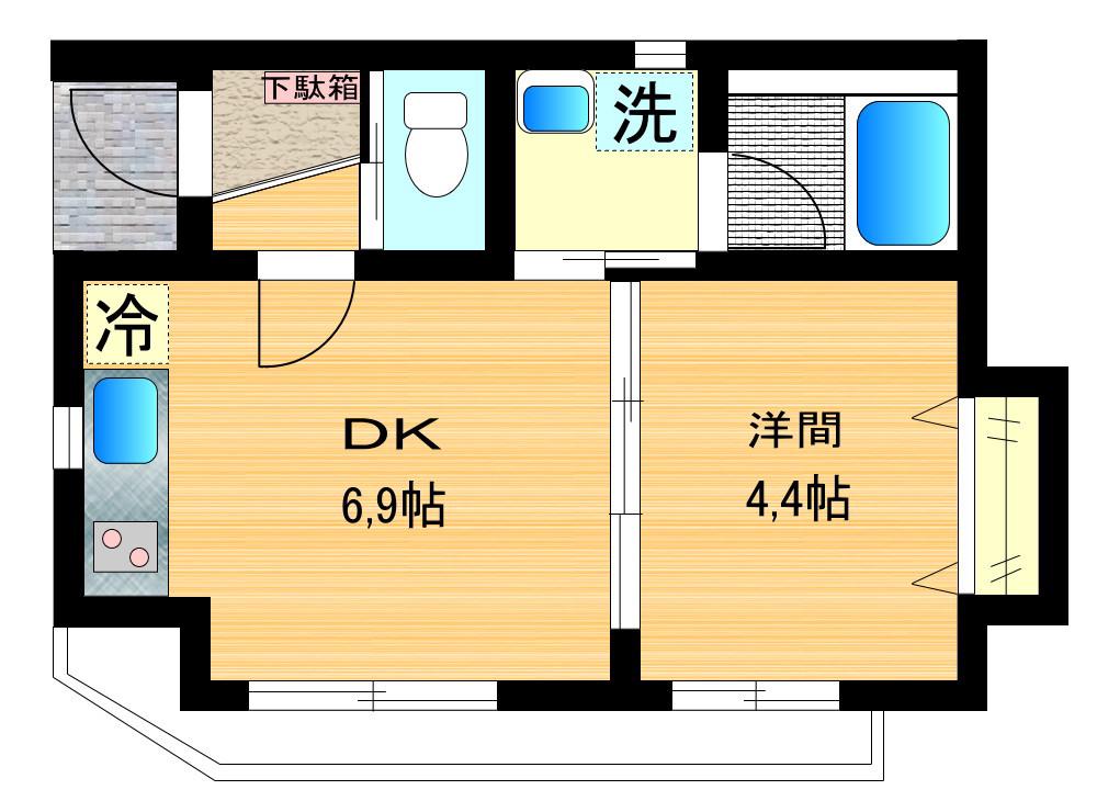 レアレフア(1DK/1階)の間取り写真