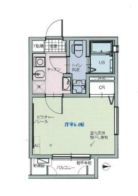 ルクール氷川台(1K/3階)の間取り写真