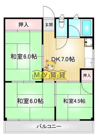 森部ビル(3DK/1階)の間取り写真