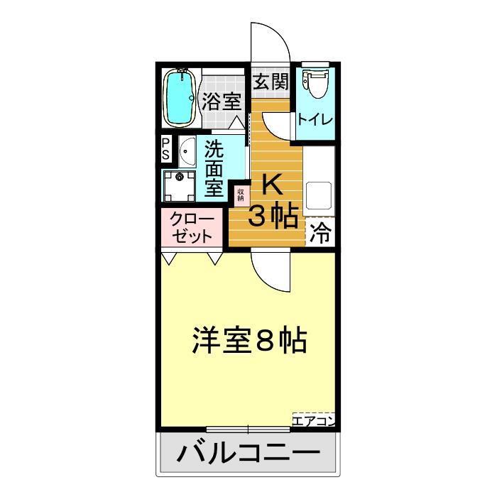 フェリーチェ(1K/2階)の間取り写真