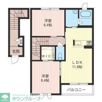 フムルス・ルプルスA(2LDK/2階)の間取り写真