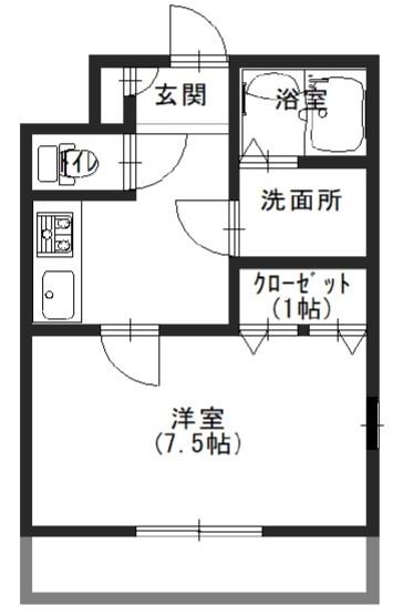 KTIレジデンス魚崎II(1K/2階)の間取り写真